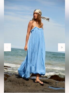 NWT Free People Genevieve Midi Dress in Blue Blaze -M